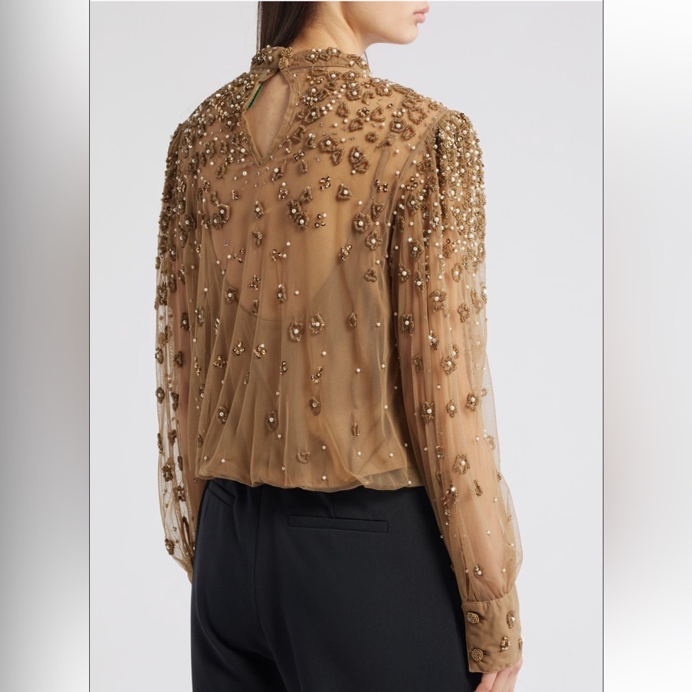 FARM Rio Embroidered Tulle Lined Blouse / Shirt - Picture 4 of 13